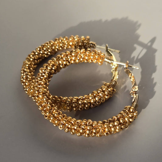 Gold Wire-Wrapped Hoops