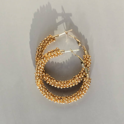 Gold Wire-Wrapped Hoops