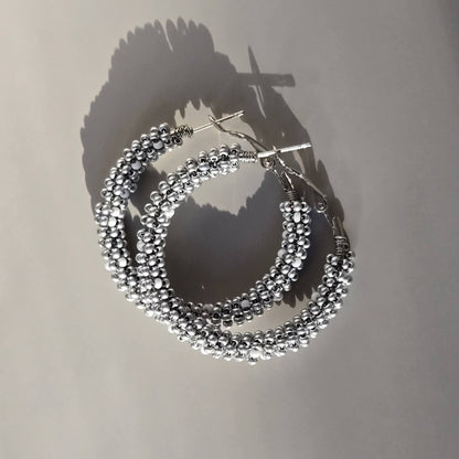 Silver Wire-Wrapped Hoops