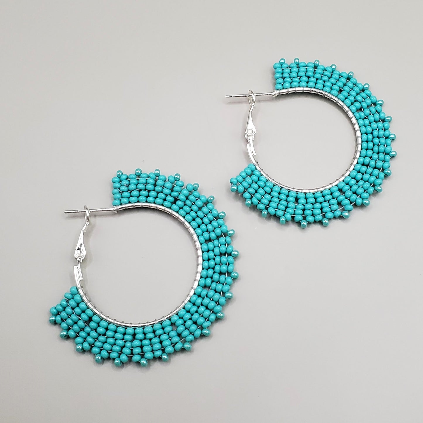 Teal Woven Hoop Earrings (The Juliet)