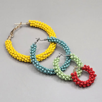 Custom Order: Wire-Wrapped Seed Bead Hoop Earrings